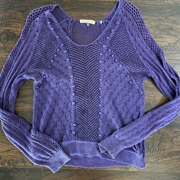 Rebecca Taylor Purple Knit Pom Pom Sweater size Small S $295 - Picture 1 of 3